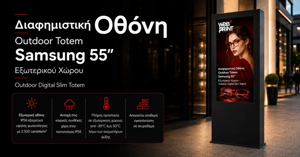 Διαφημιστική Οθόνη Outdoor Totem Samsung 55″ Εξωτερικού Χώρου – Outdoor Digital Slim Totem (6) Διαφημιστική Οθόνη Outdoor Totem Samsung 55″ Εξωτερικού Χώρου – Outdoor Digital Slim Totem (6)