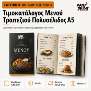 Τιμοκατάλογος Μενού Τραπεζιού Πολυσέλιδος Α5